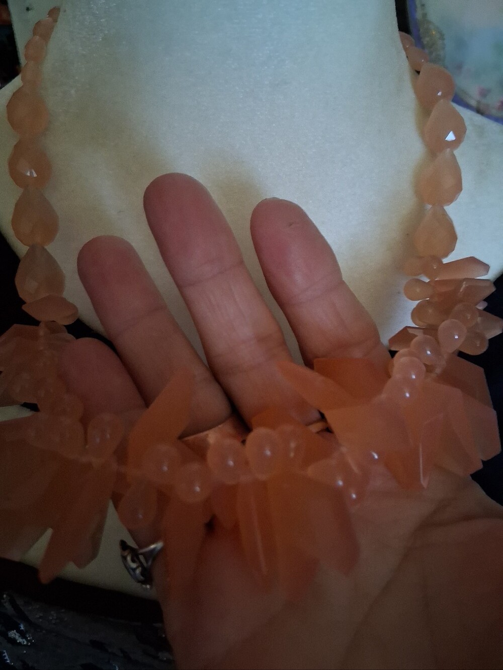 Peach Crystal Statement Necklace - Women Jewelry